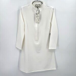 Tuckernuck Women's White Avery Shirt Dress Mini Button Front Stand Collar sz S